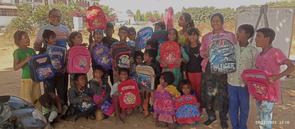 education for poor, educational help , bag distribution for poor and homeless students.