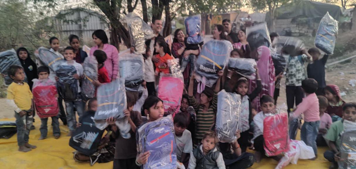 School Bag distribution for homeless and needy children in slum school of Human Life Foundation Jaipur