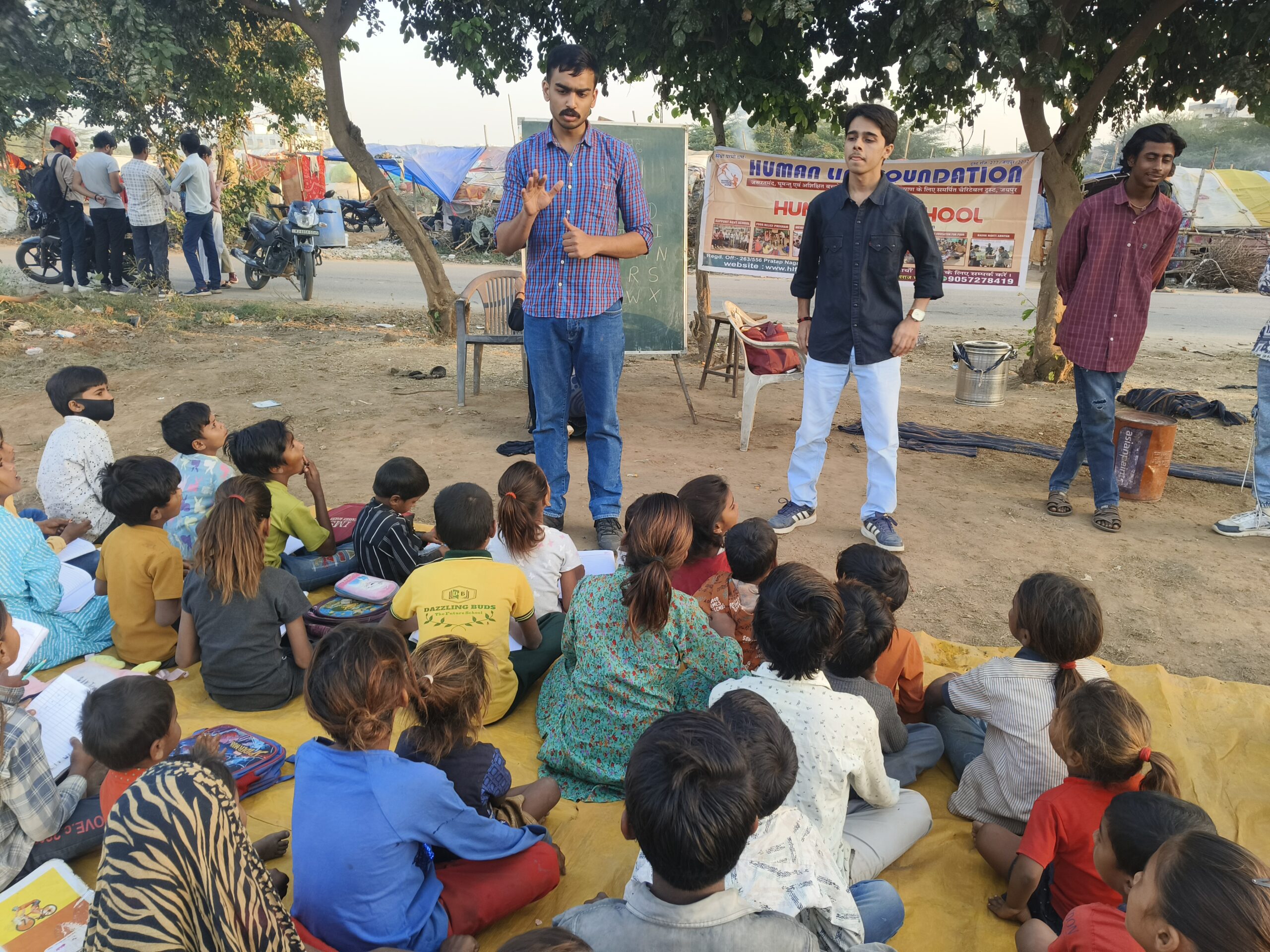 opening of school for street and slum children by human life foundation ij jagatpura Jaipur