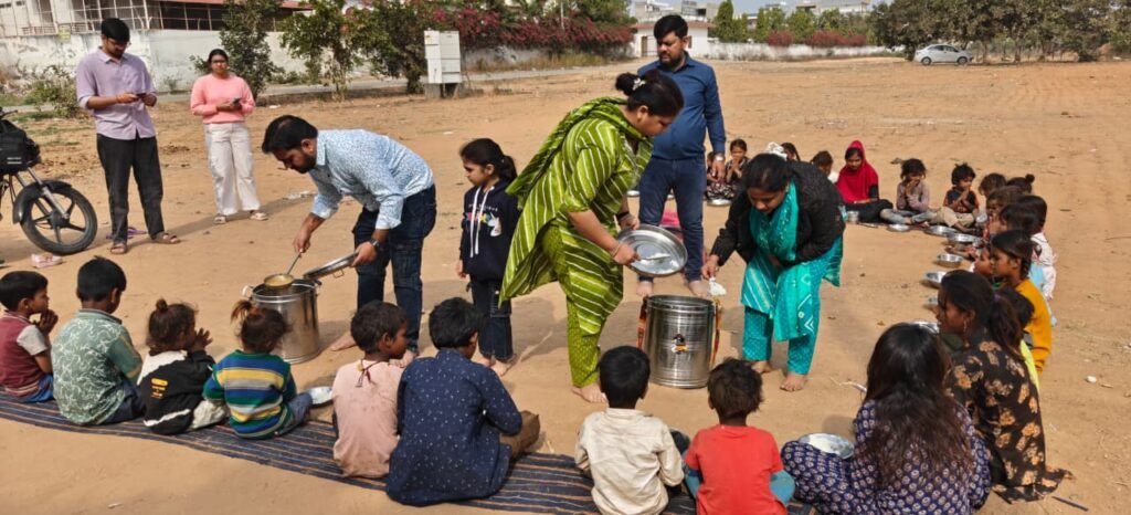 providing food to slum children