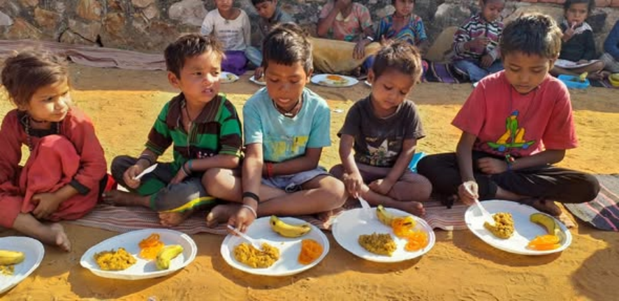 Meal Distribution along with a Birthday Celebration